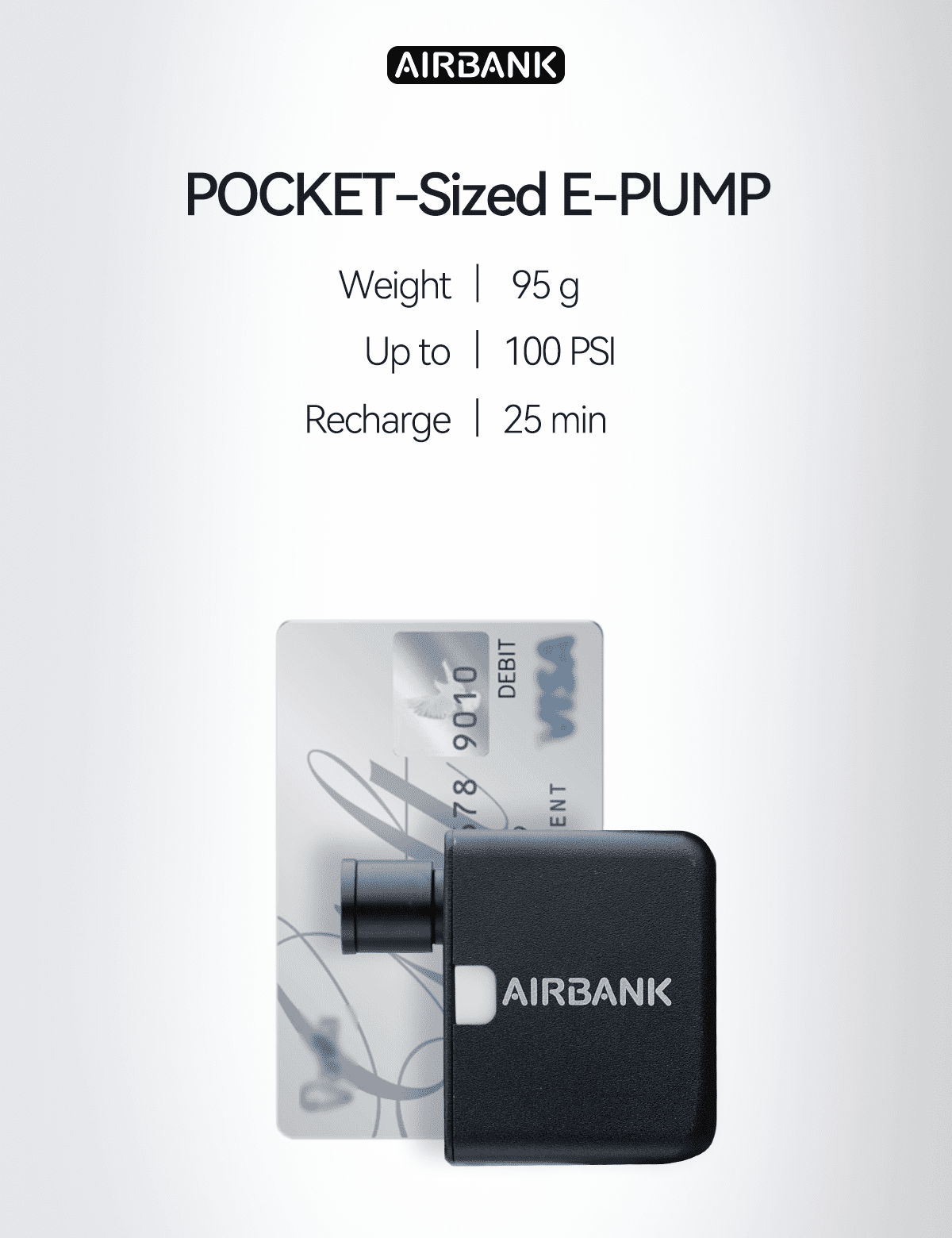 AIRBANK - akku-betriebene Taschen-Luftpumpe für Rennrad und Gravelbike mit bis zu 7 bar Leistung