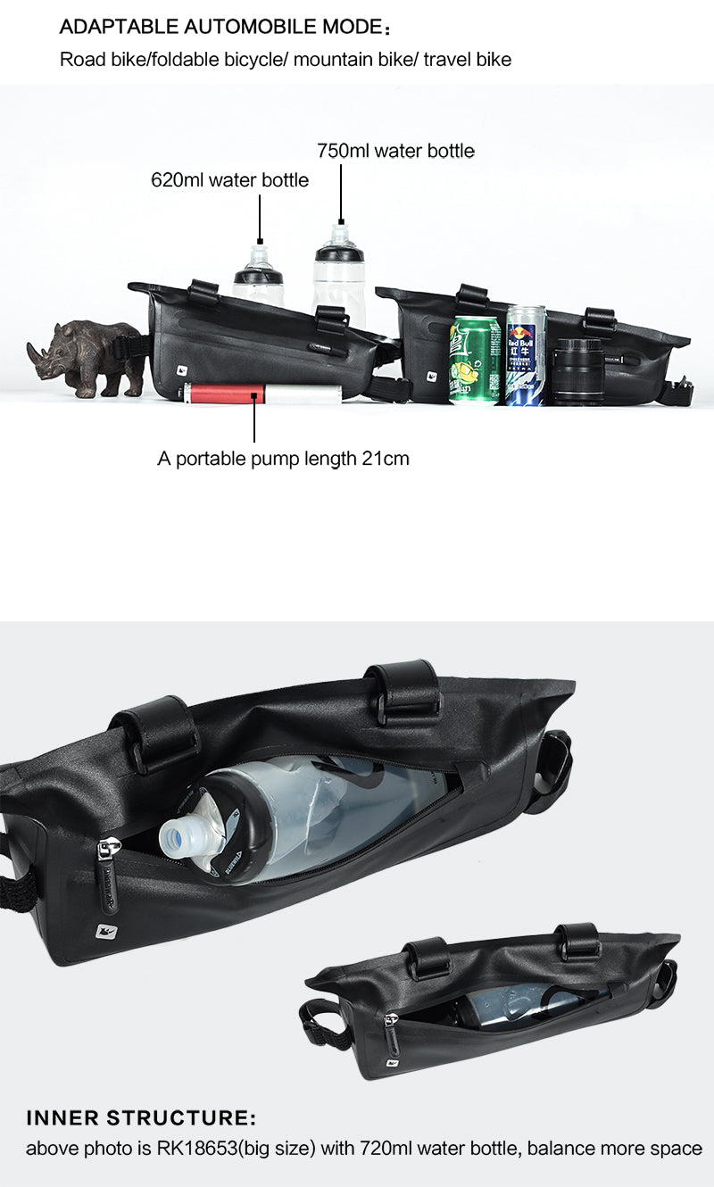 Rhinowalk Rahmentasche 2,8 Liter - wasserdicht schwarz für Oberrohr