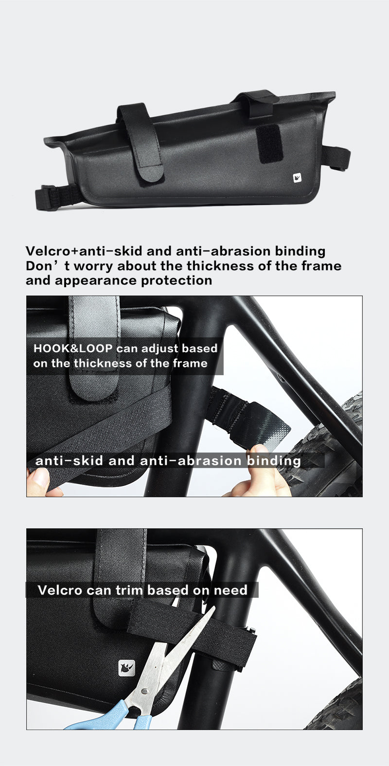 Rhinowalk Rahmentasche 2,8 Liter - wasserdicht schwarz für Oberrohr