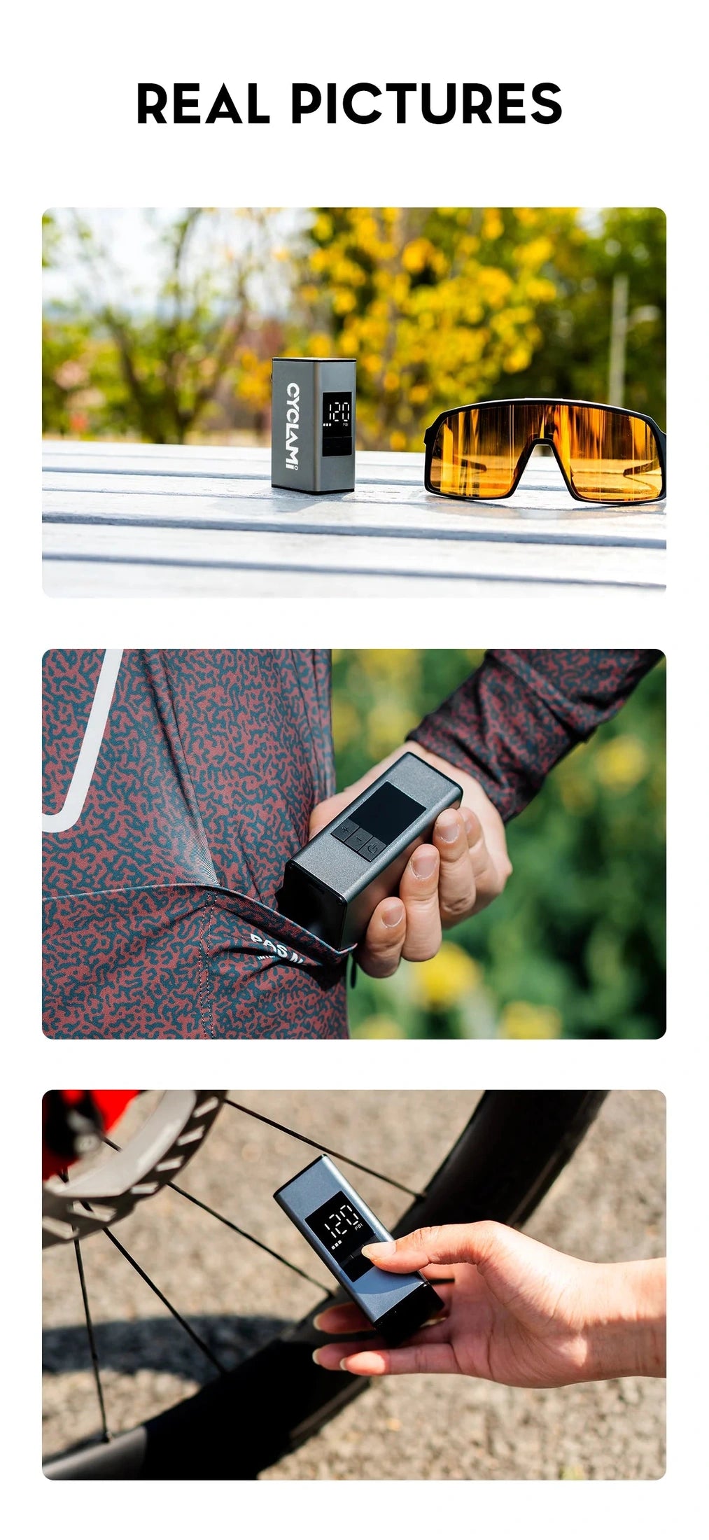 Cyclami - Mini-Luftpumpe für Rennrad und Gravelbike mit Luftdruck-Anzeige und 8 bar Leistung