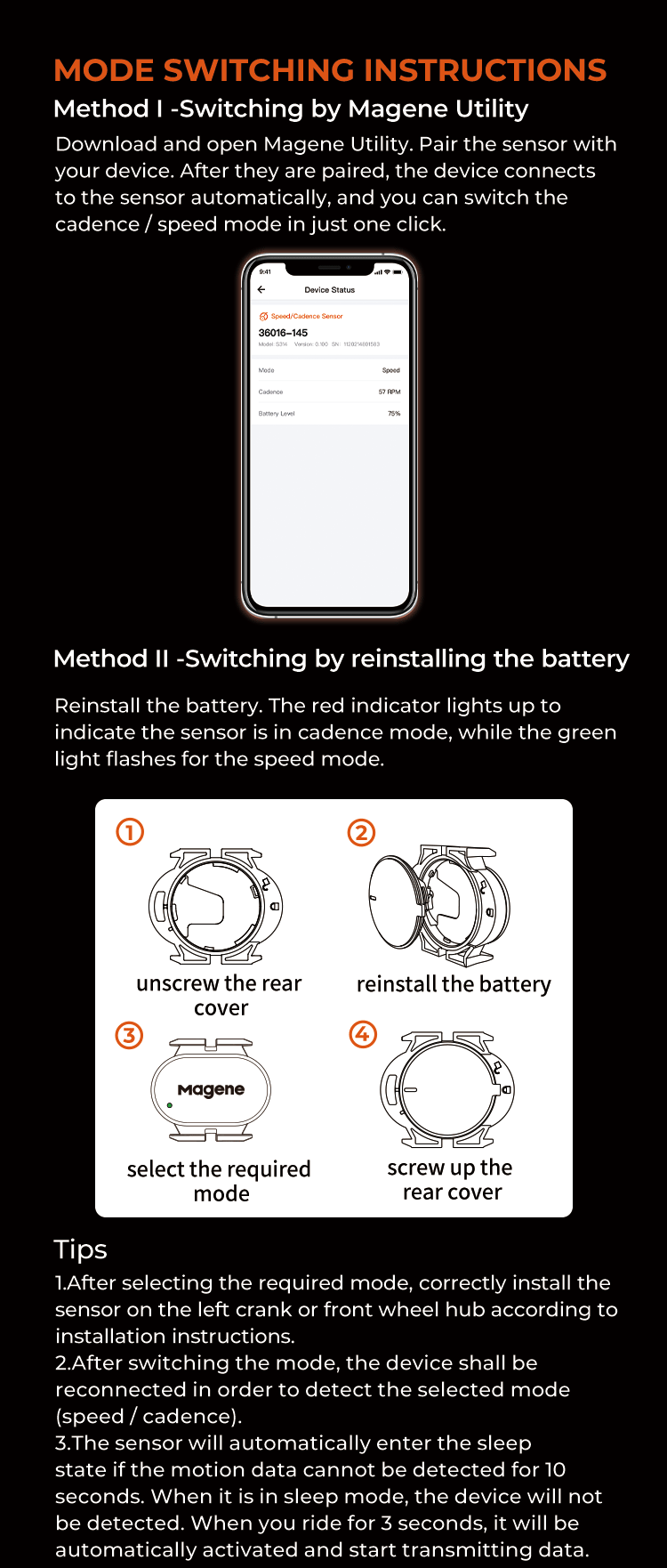 Magene S314 Geschwindigkeits- und Trittfrequenz Sensor (ANT+ & Bluetooth)