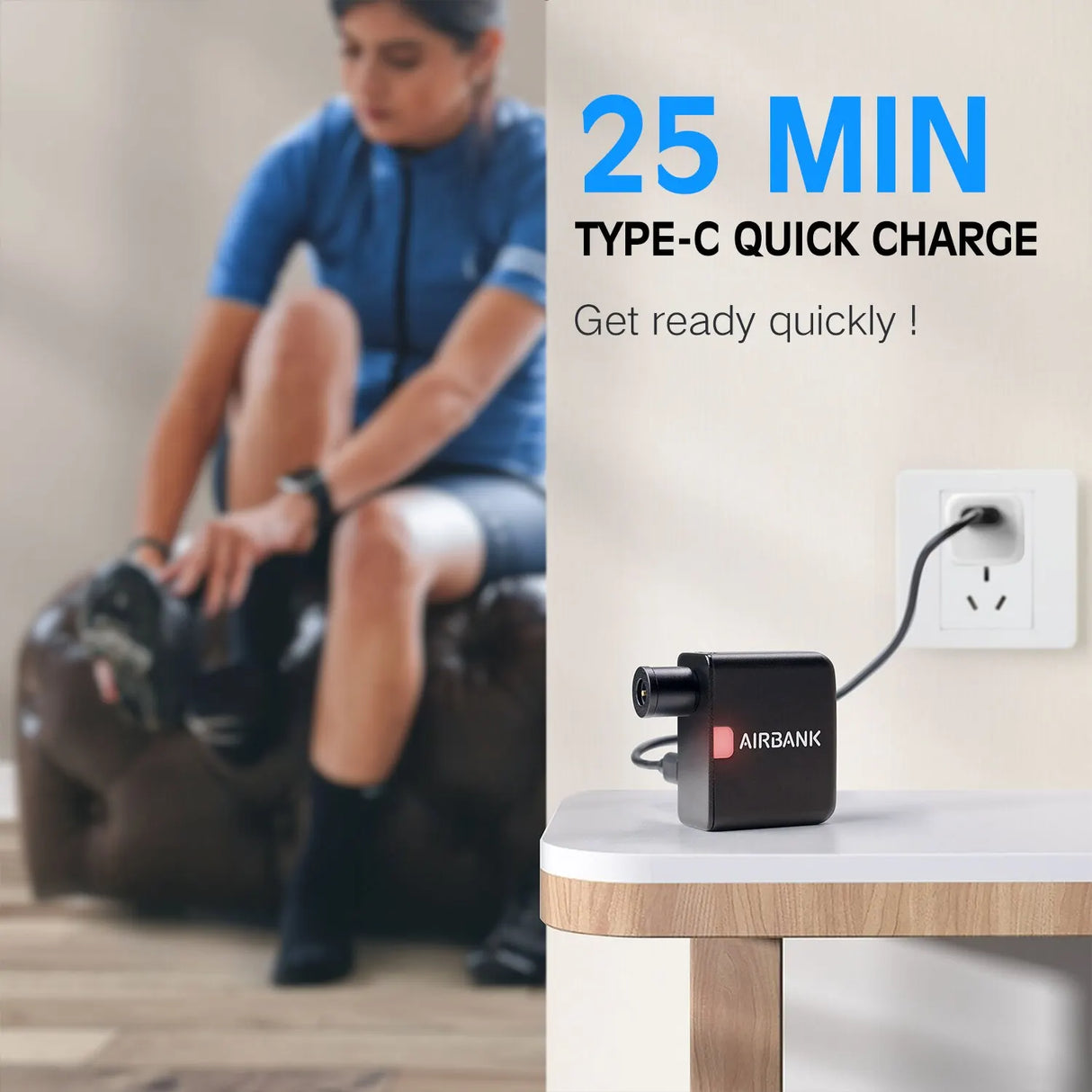 AIRBANK - akku-betriebene Taschen-Luftpumpe für Rennrad und Gravelbike mit bis zu 7 bar Leistung