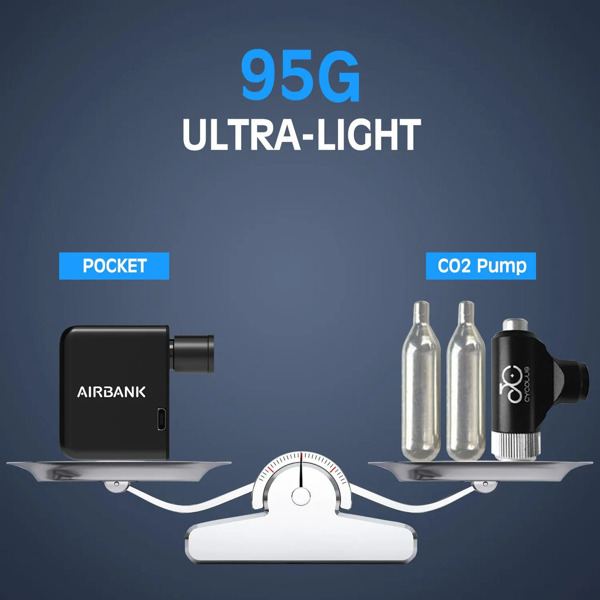 AIRBANK - akku-betriebene Taschen-Luftpumpe für Rennrad und Gravelbike mit bis zu 7 bar Leistung