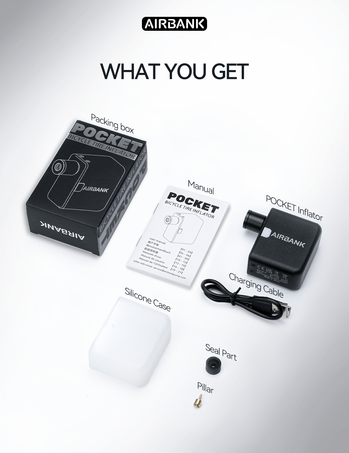 AIRBANK - akku-betriebene Taschen-Luftpumpe für Rennrad und Gravelbike mit bis zu 7 bar Leistung