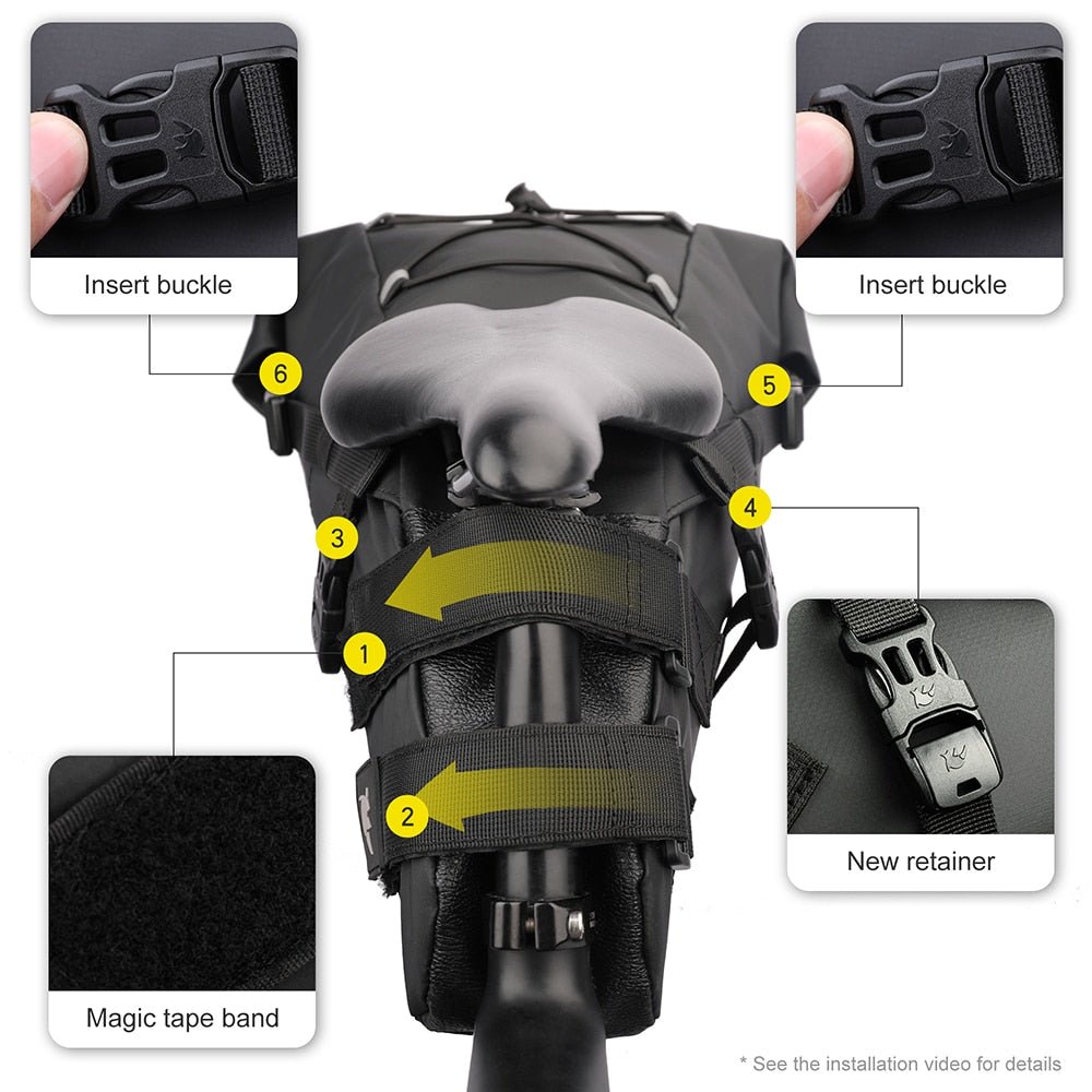 Rhinowalk Sattelstütztasche 10 Liter - wasserdicht schwarz