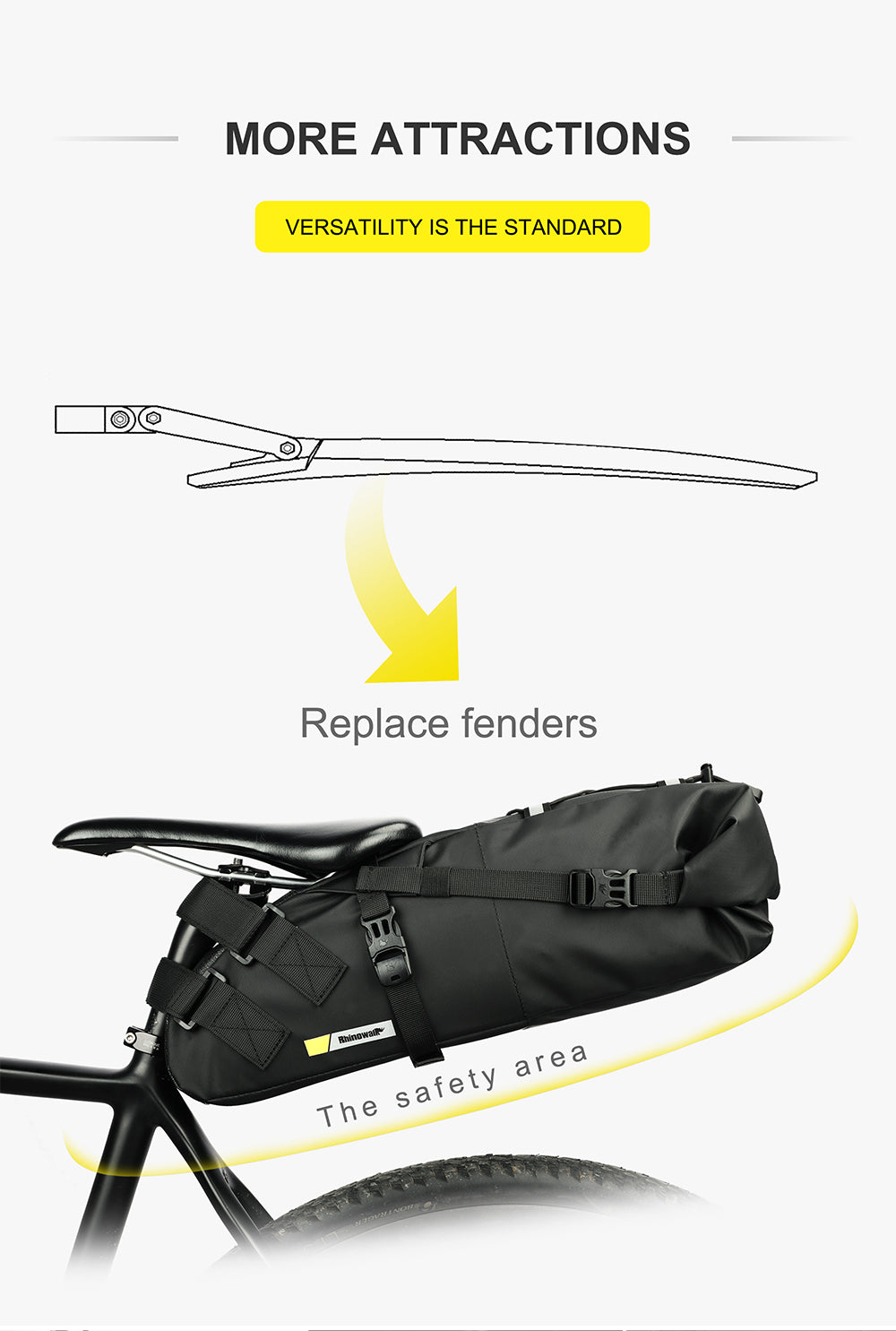 Rhinowalk Sattelstütztasche 13 Liter - wasserdicht schwarz