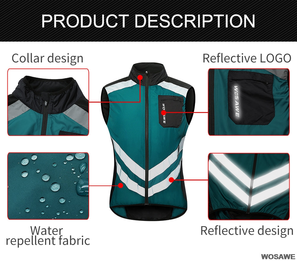 WOSAWE Windweste - Reflektierend, winddicht und wasserabweisend mit Tasche