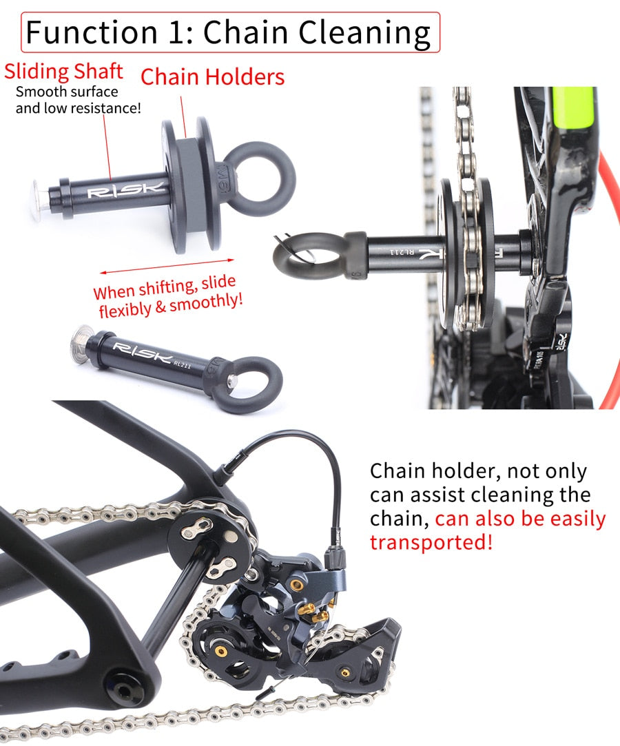 2 IN 1 Bike Chain Clean Keeper Tool Quick Release Lever For Barrel 12mm Bucket Shaft Bicycle Chain Oil Tool Washing Holder