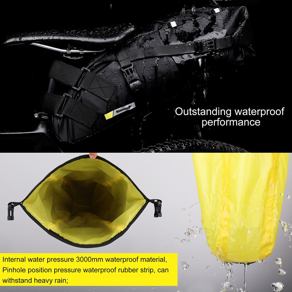 Rhinowalk Sattelstütztasche 10 Liter - wasserdicht schwarz