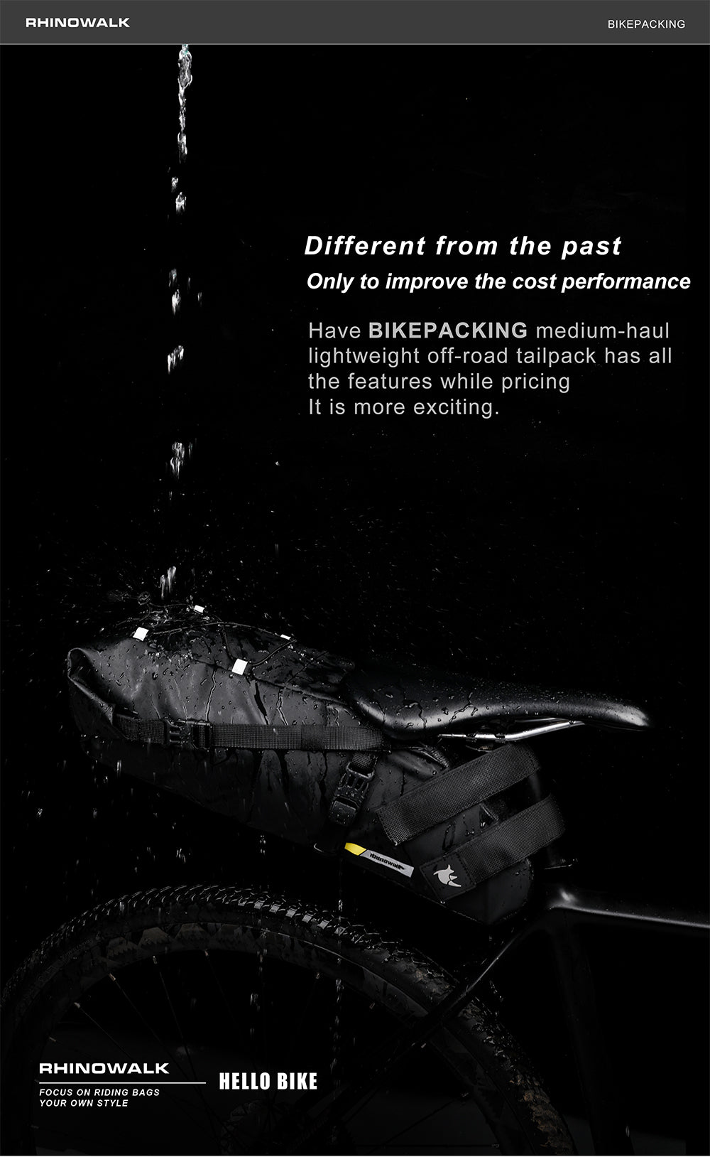 Rhinowalk Sattelstütztasche 10 Liter - wasserdicht schwarz