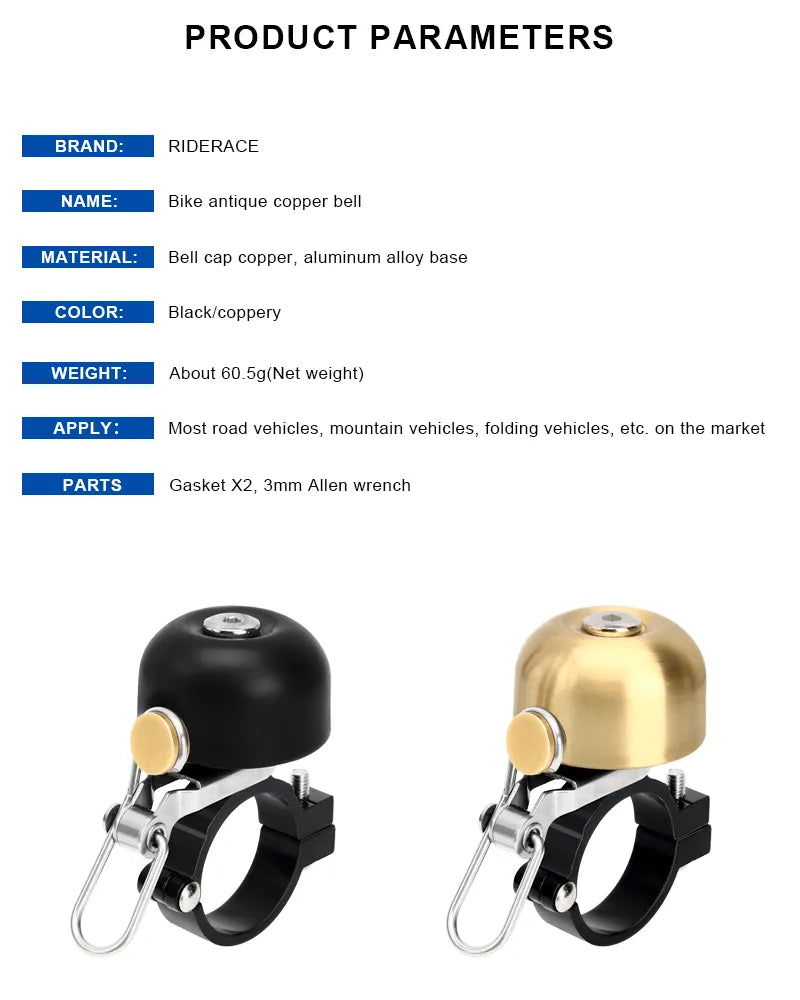 riderace Trekking-Rad und Gravelbike Retro Klingel