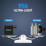 AIRBANK -  akku-betriebene Taschen-Luftpumpe für Rennrad und Gravelbike mit bis zu 7 bar Leistung