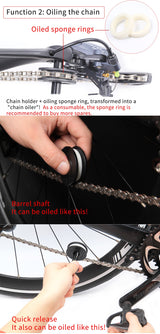 2 IN 1 Bike Chain Clean Keeper Tool Quick Release Lever For Barrel 12mm Bucket Shaft Bicycle Chain Oil Tool Washing Holder